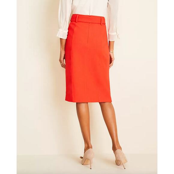 NEW Ann Taylor Women's Trench Pencil Red Belted Button Skirt Size 12 - Picture 11 of 11
